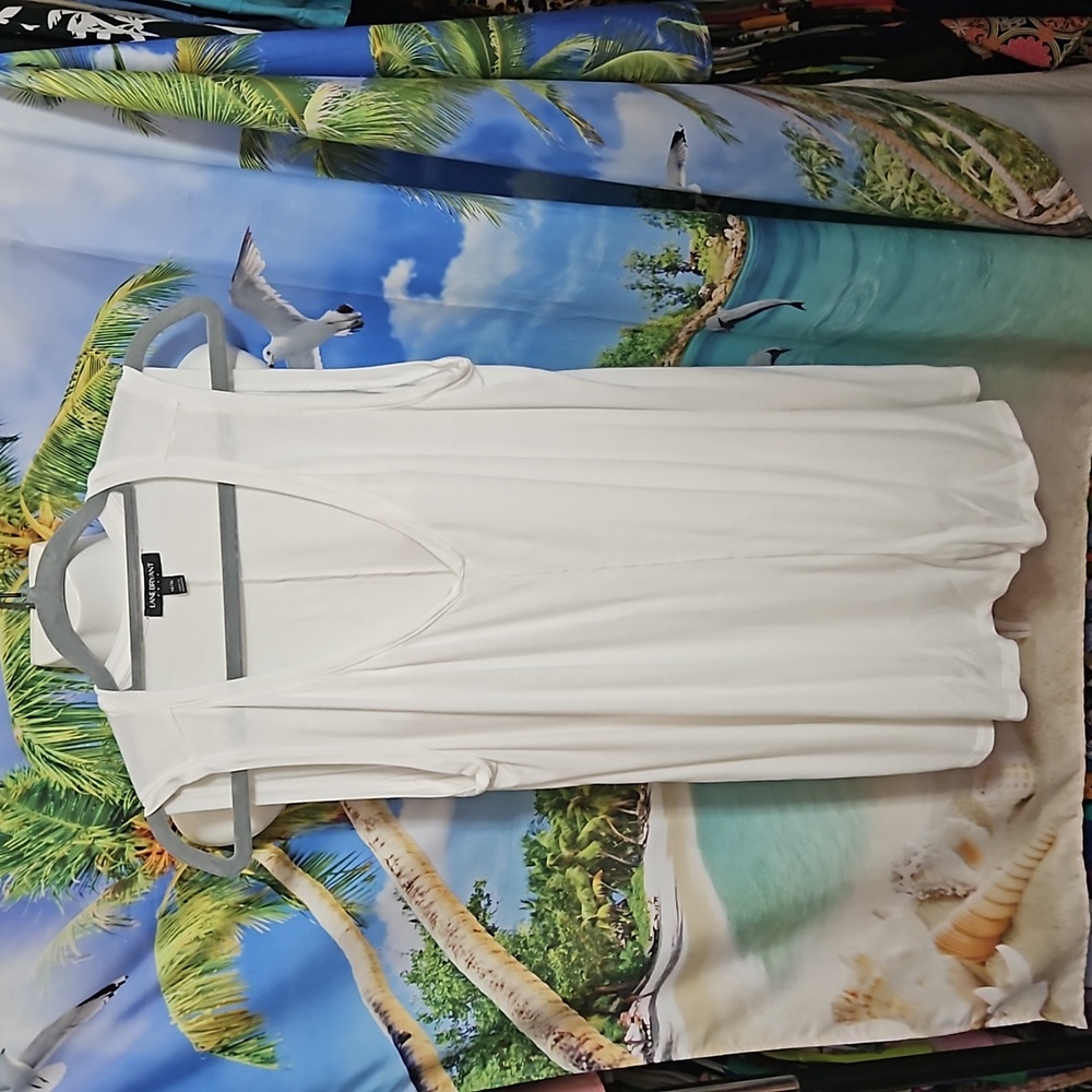 Lane Bryant summer top, white sleeveless 14-16 stretchy versatile 🌴